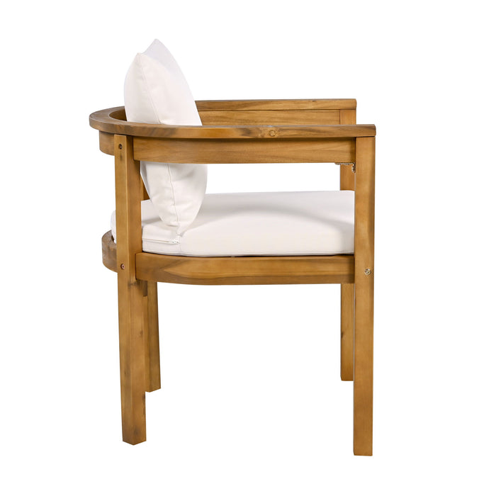 Abaco - Outdoor Patio 7 Pieces Dining Set With Chairs And Table - Teak / Beige