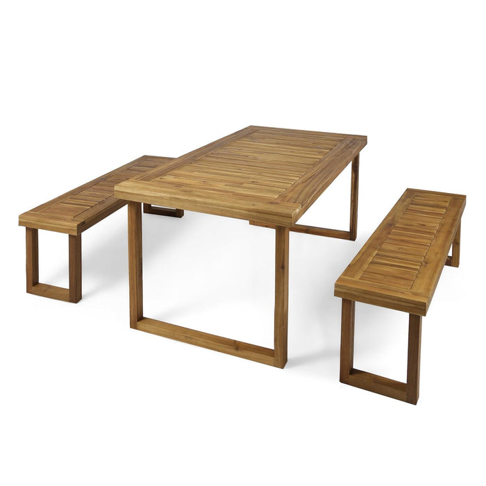 Outdoor Dining Set - Sandblast Natural Finish