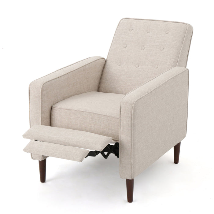 Mid-Century Modern Recliner With Button Tufted Waffle Stitch