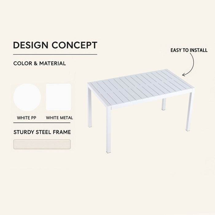 4 Modern Stackable Armchair Matched With Long Table