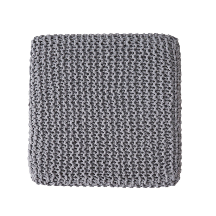 Chabani - Indoor Modern Knitted Fabric Cube Pouf Ottoman - Light Gray