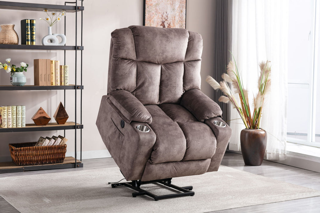 Power Lift Recliner Chair For Elderly, 3 Positions Reclining Chairs With 2 Cup Holders, Electric Sofa Recliner For Livingroom, Comfy Theater Recliner With Usb Port, Washable Chair Covers - Camel