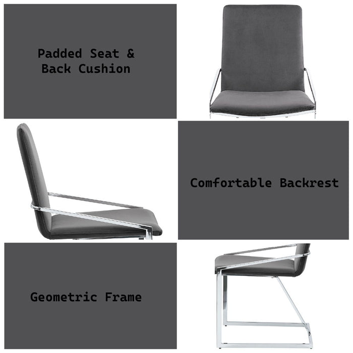 Zlatan - Side Chair Set of 2) - Gray Velvet & Chrome