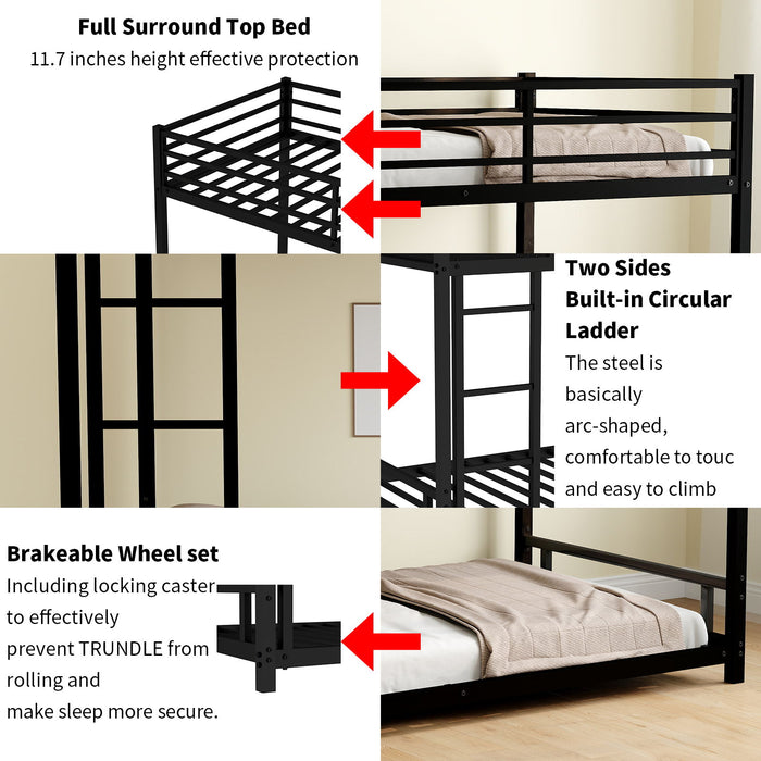 Bunk Bed With Noise Reduction And Safety Guardrail