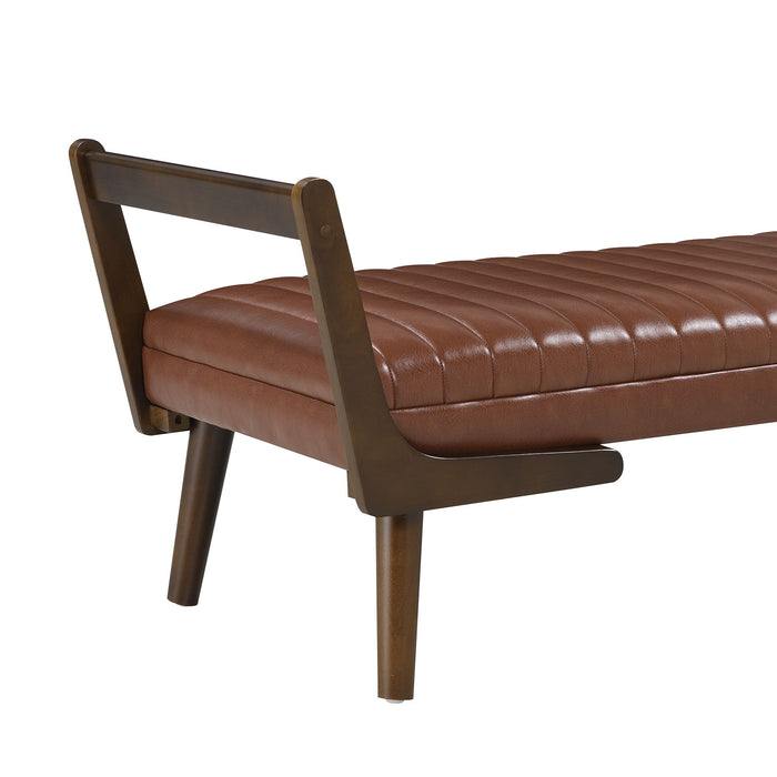 Mid-Century Bench With Wood Legs
