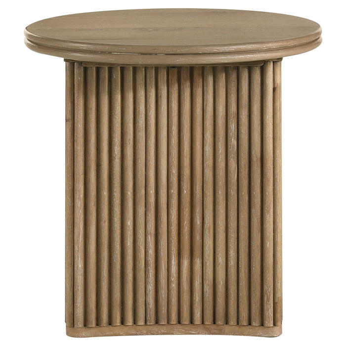 Adina 3-piece Round Coffee Table Set Distressed Light Brown