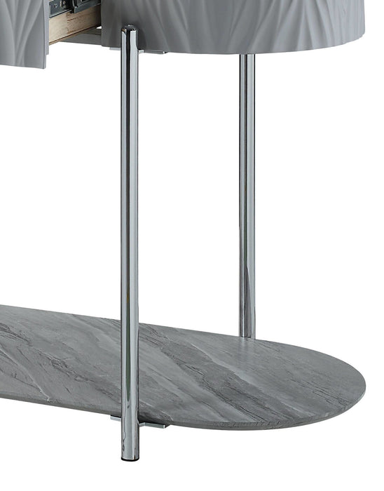 Acme Yukino Sofa Table, Gray High Gloss & Chrome Finish Lv02413