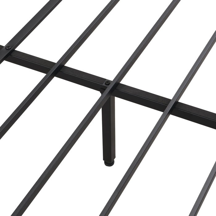 Modern Metal Platform Bed Frame With Wooden Headboard, USB Charging Station, Storage Drawers