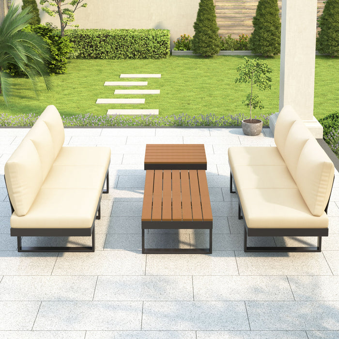 Outdoor Sectional Sofa Set With Adjustable Reclining Seats