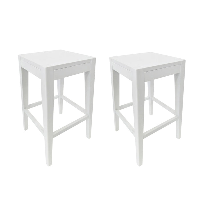 Counter Barstool (Set of 2), Rubber Wood - White