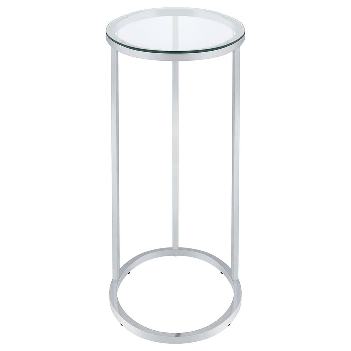 Kyle Oval Glass Top C-Shaped Sofa Side Table Chrome