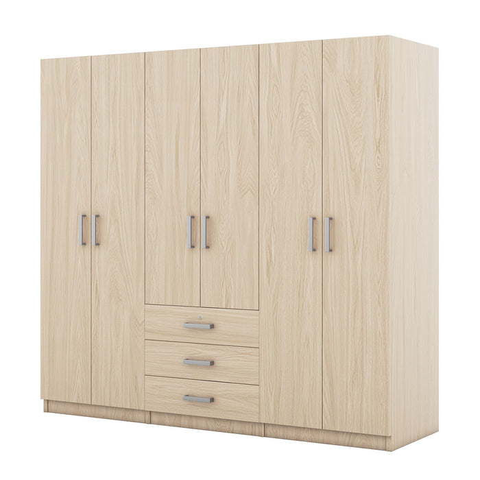 6 Doors Wardrobe Storage For Bedroom, With Big Drawers