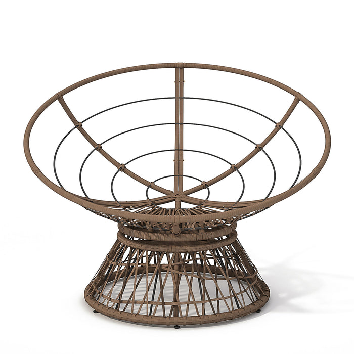 Ergonomic Wicker Chair With Cloud Thick Density Cushion, 3 Proof Cover High Capacity Iron Frame Fluid 360° Swivel