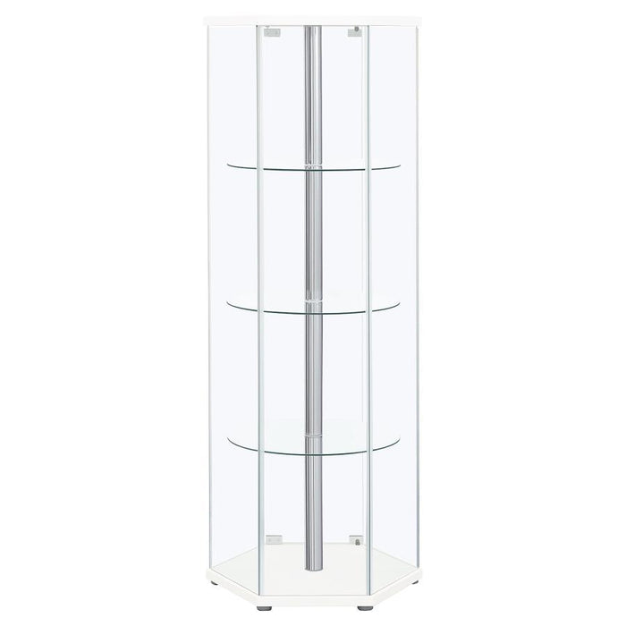 Zahavah - 4-Shelf Hexagonal Clear Glass Curio Cabinet