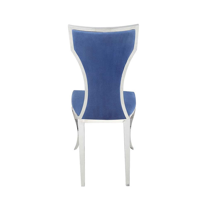 Azriel - Side Chair Set of 2) - Blue Velvet & Mirroed Silver