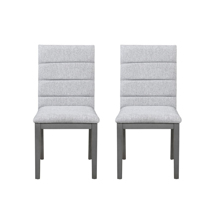 Tufted Upholstery Modern Dining Chairs (Set of 2) Sleek Comfort With Rubber Wood Frame - Gray / Oak