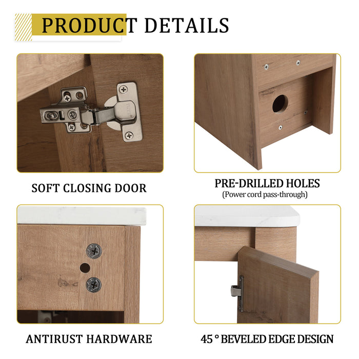 Wall Mounted Bathroom Vanity With Art Sink, 1 Storage Shelf, 2 Soft Close Doors