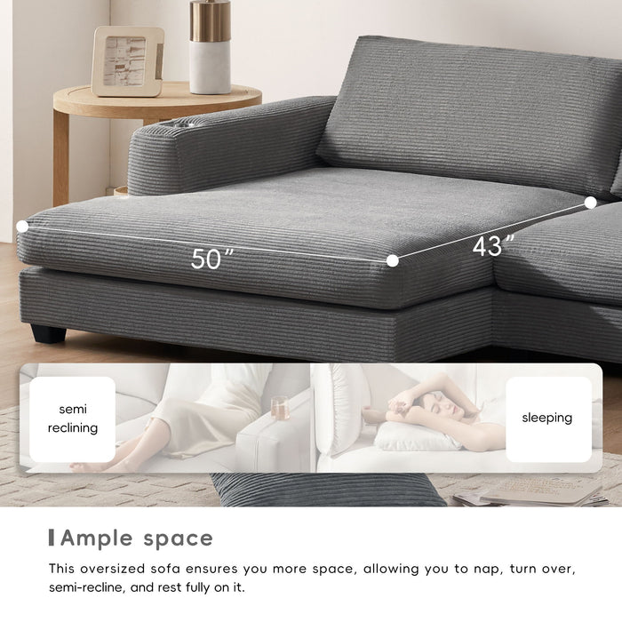 Oversized Sectional L Shaped Cloud Couch With USB Charging Port Cup Holder Deep And Wide Seat Sofa With Chaise Comfy