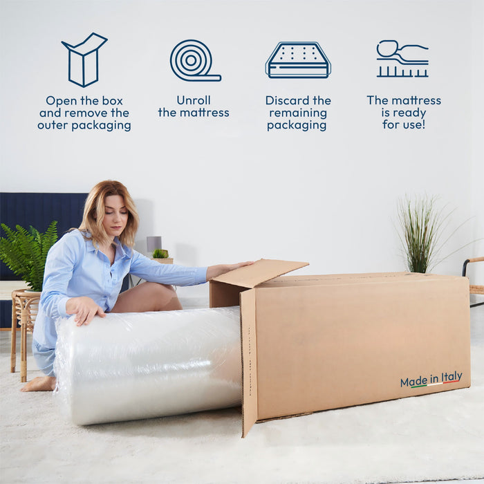 12'' Queen Size Hybrid Mattress, Cooling Memory Foam & Pocket Springs Medium Firm - White