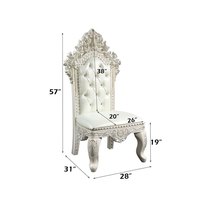 Adara - Side Chair Set of 2) - Pearl White Synthetic Leather & Antique White