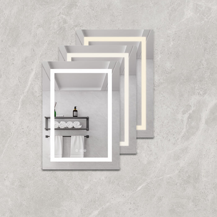 20 X 28" Bathroom Medicine Cabinet With Mirror Wall Mounted LED Bathroom Mirror Cabinet With Lights, Anti-Fog, Waterproof, Dimmable, 3000K~6000K, Single Door, Touch Swich, Storage Shelves - Silver