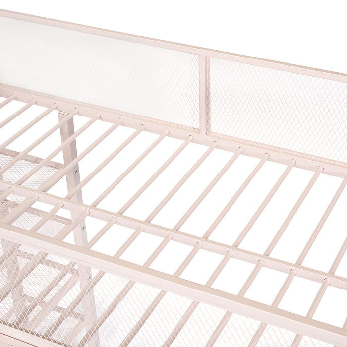 Loft Bed With 4 Tier Shelves And Storage