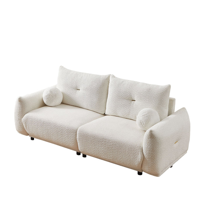 2 Seater Cushion Sofa With 2 Cushions And 2 Ball Pillows