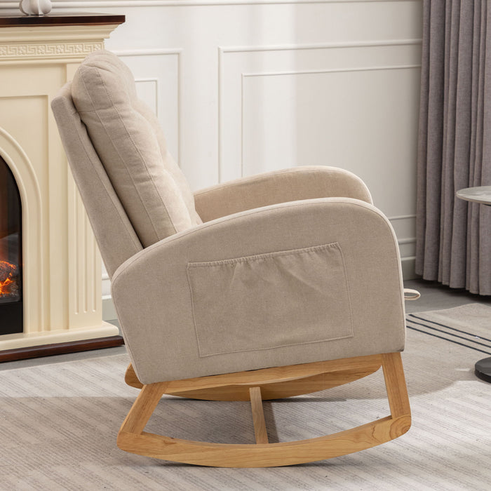 Accent Rocking Chair With Footrest, High Back