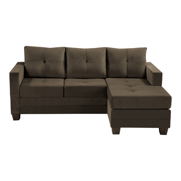 Unique Style Coffee Color 1 Piece Reversible Sofa Chaise Microfiber Fabric Upholstered Track Arms Tufted High Density Form Sectional Sofa