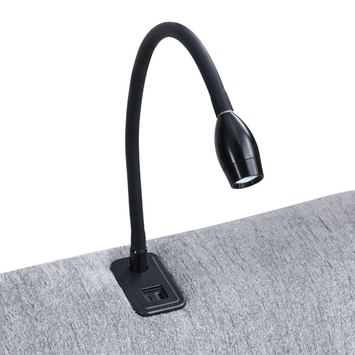 Fullar - Modular Console With Speaker & Cup Holder - Light Gary Chenille