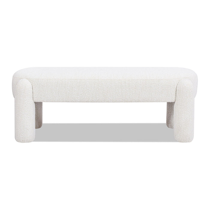 Hugo - Oval Fully Upholstered Bench - Milk Cream White