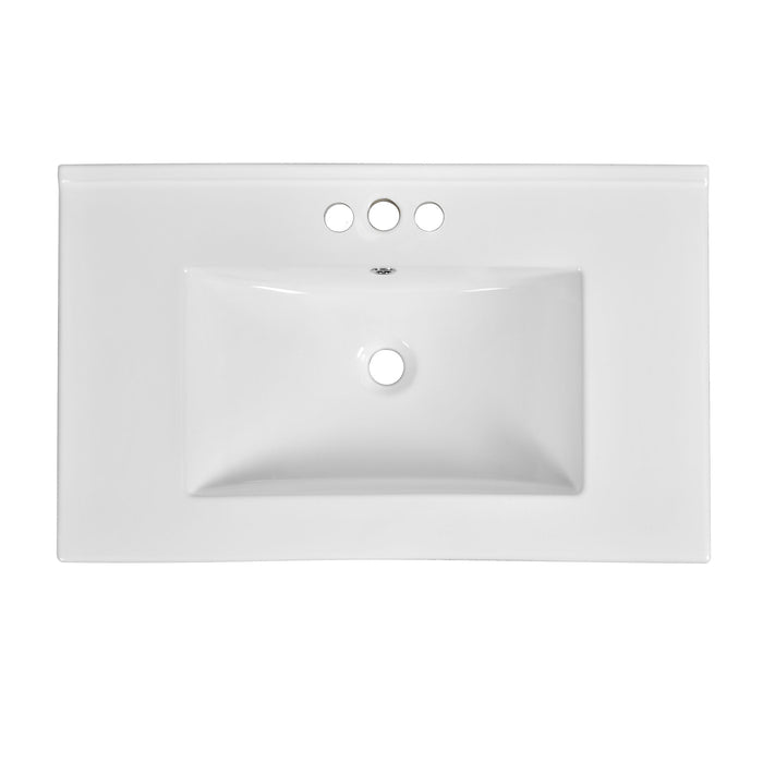 Ceramic Sink Combo, Freestanding Vanity Set With 3 Drawers & Soft Closing Doors