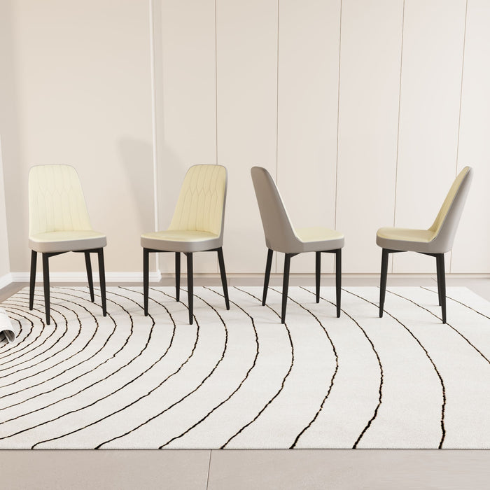 Modern Dining Chair With Cushions And Metal Legs