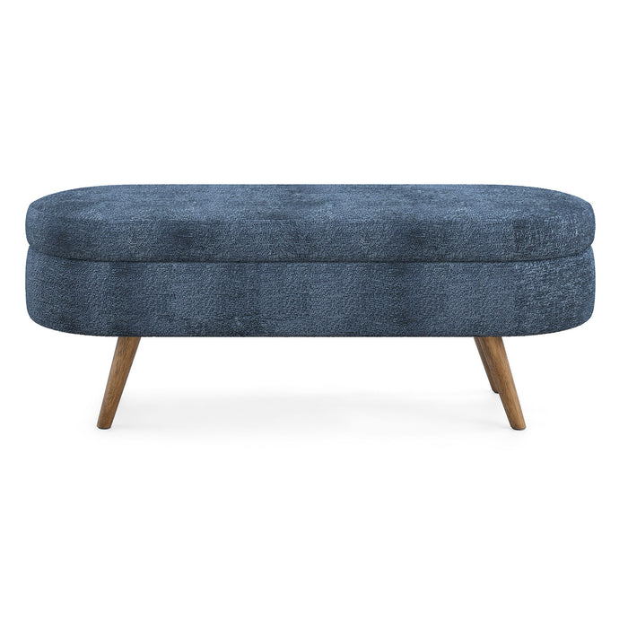 Modern Ottoman Oval Storage Bench With Rubber Wood Legs