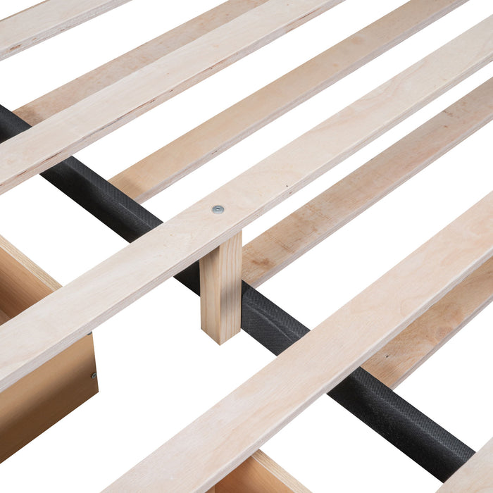 Upholstered Platform Bed With Trundle & Drawers