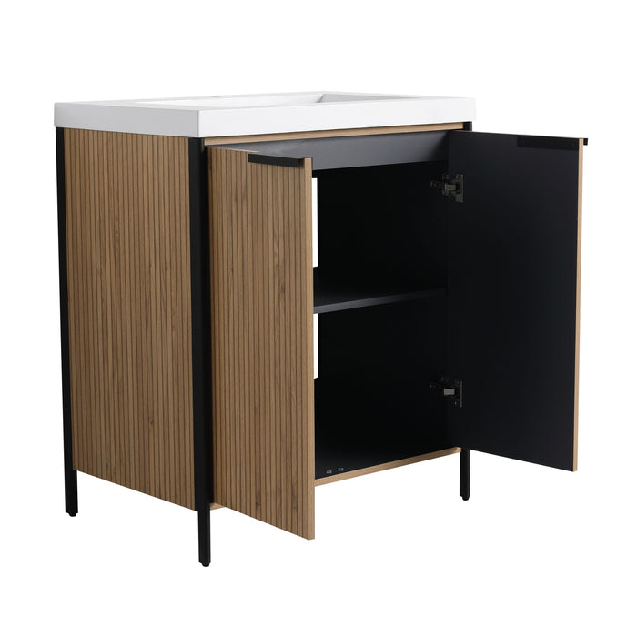 Modern Freestanding Bathroom Vanity With Resin Sink & Soft Close Cabinet Doors