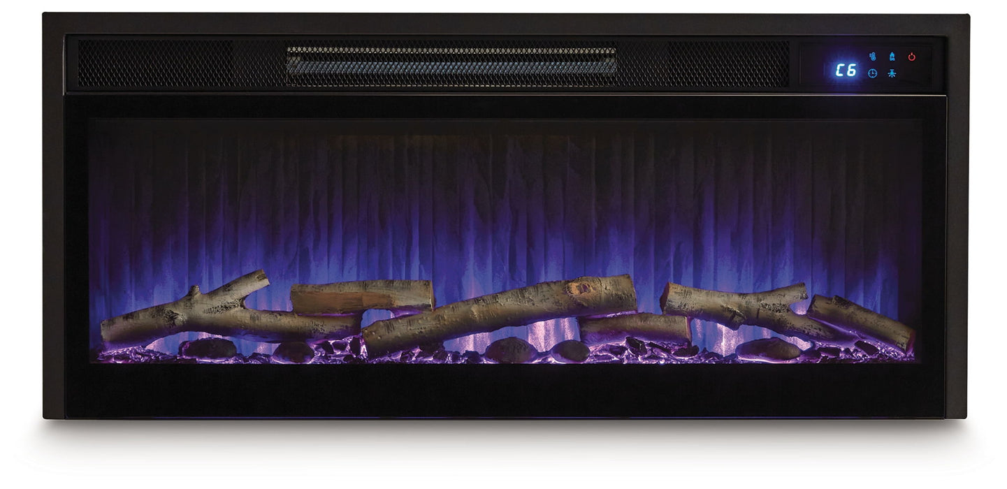 Entertainment Accessories - Fireplace Insert With Faux Birch Log Set - Black