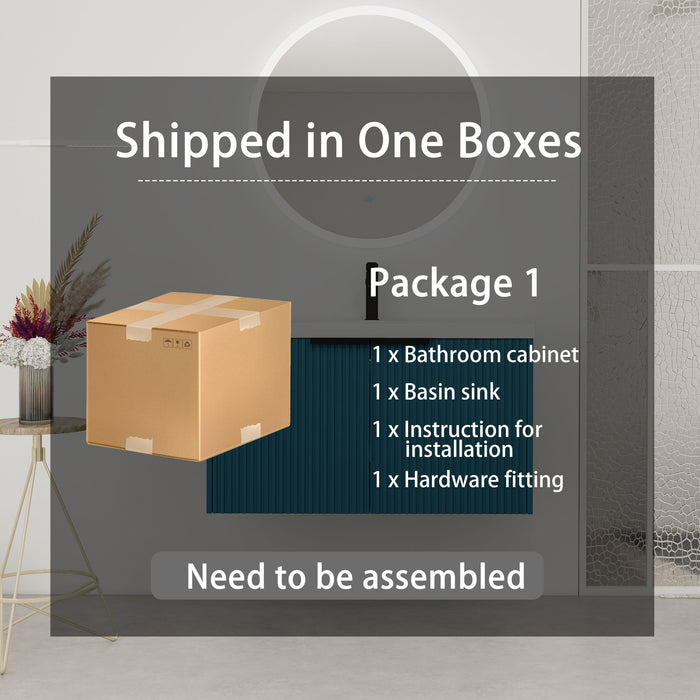 Contemporary Wall Mounted Bathroom Vanity With Resin Double Sink