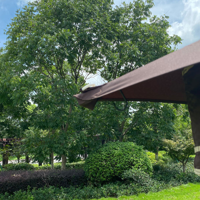 13 0 Outdoor Patio Gazebo Canopy Tent With Ventilated Double Roof And Mosquito Net (Detachable Mesh Screen On All Sides) Suitable For Lawn Garden Backyard And Deck Top - Brown