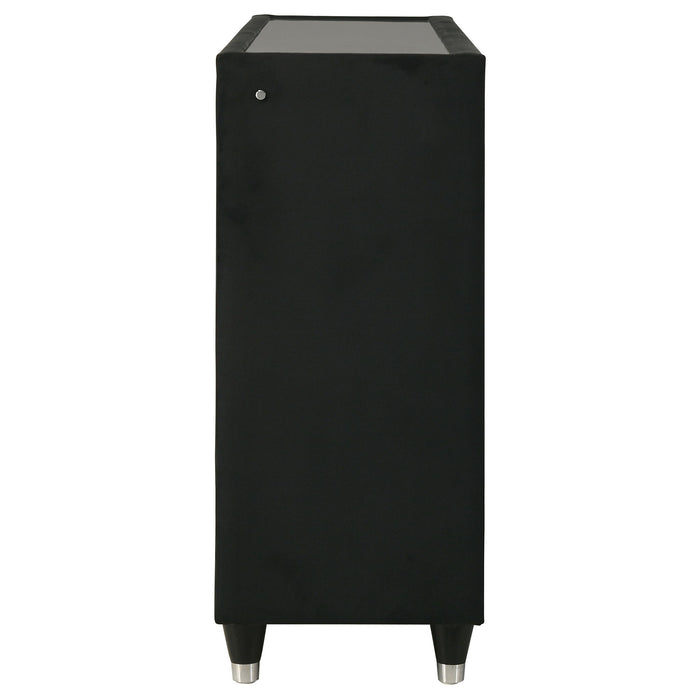 Ravenne 6-drawer Velvet Upholstered LED Dresser Cabinet Black