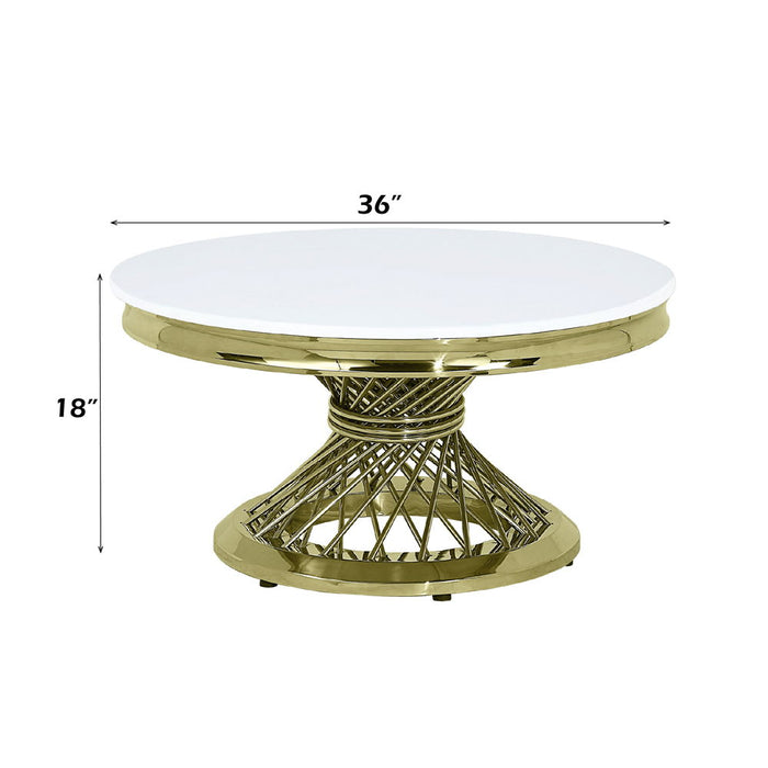 Fallon - Coffee Table With Engineered Stone Top - Engineered Stone Top & Gold