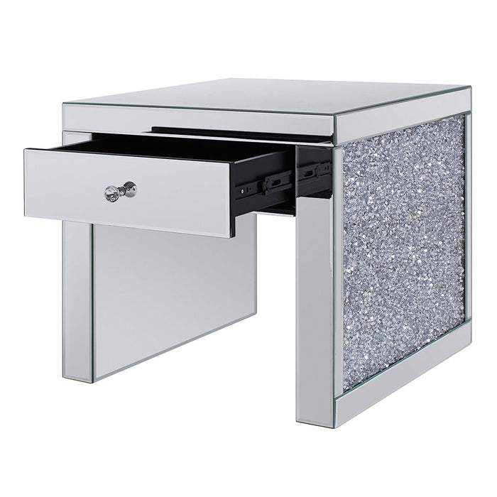 Noralie - 24" Square End Table - Mirrored & Faux Diamonds