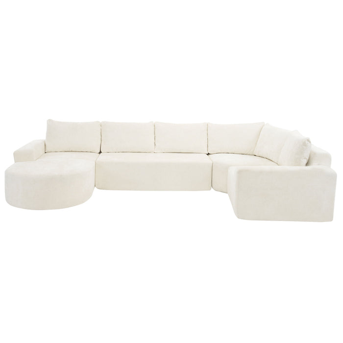U-Shaped Oversized Modular Cloud Sectional Sofa With Deep Seat For Living Room