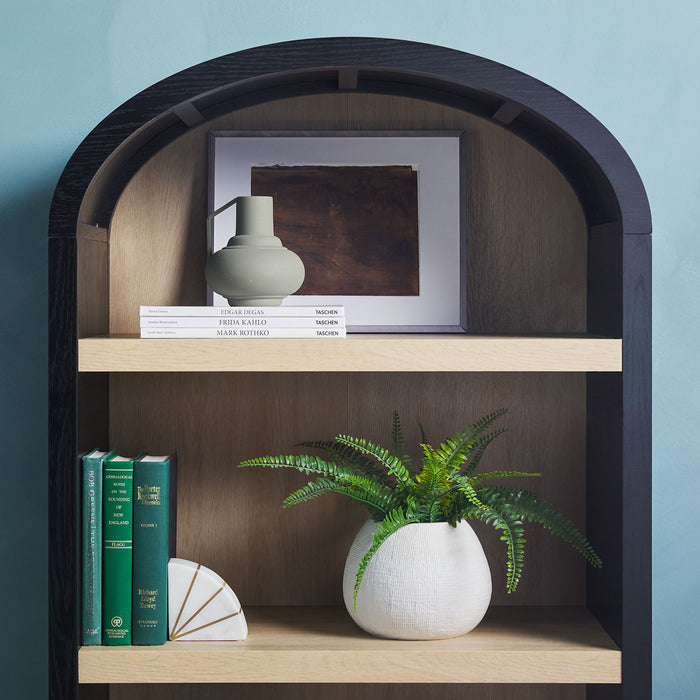 Modern 3 Shelf Open Arched Bookcase Cabinet