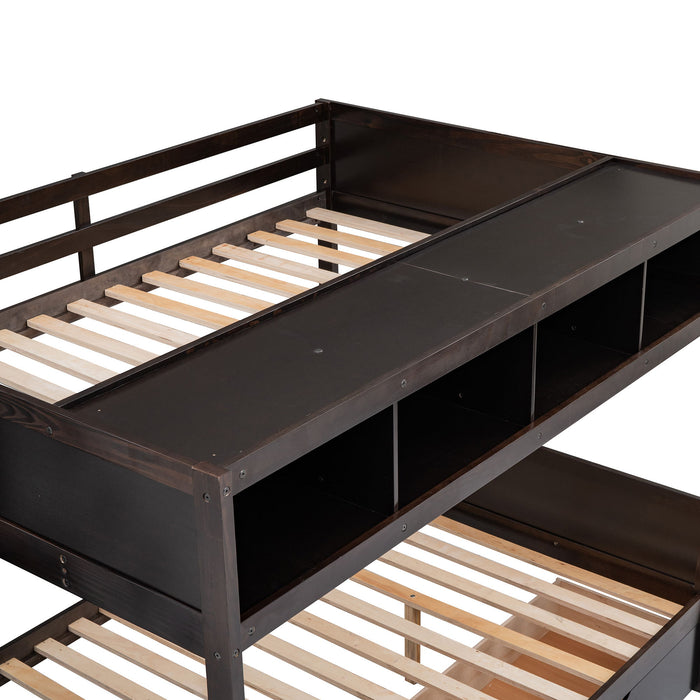 Bunk Bed With Shelfs, Storage Staircase And 2 Drawers
