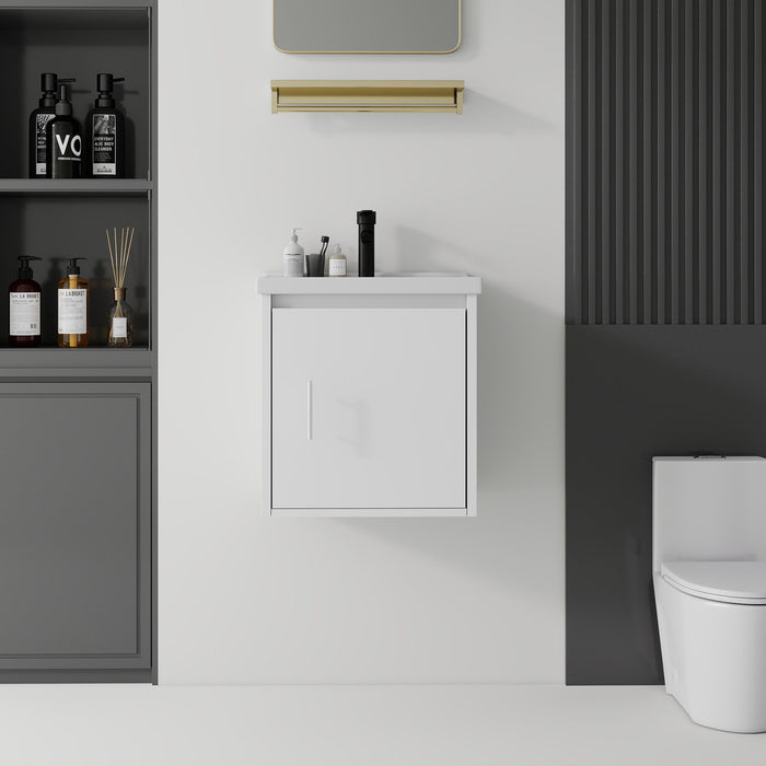 20" Floating Bathroom Vanity Combo With Wall Cabinet, Ceramic Sink & Soft Close Doors - White
