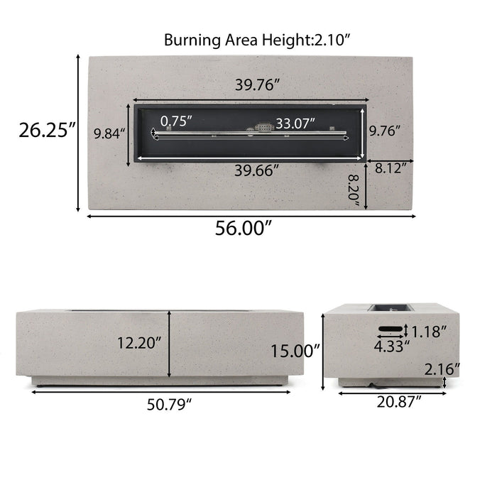 Modern Rectangle Fire Table 50, 000 Btu