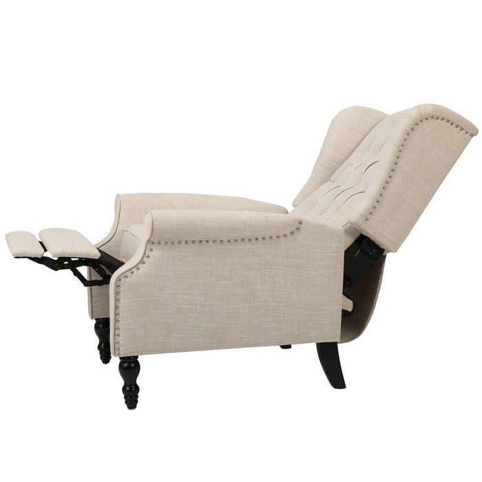Armchair Recliner With Pushback Mechanism And Wingback Design