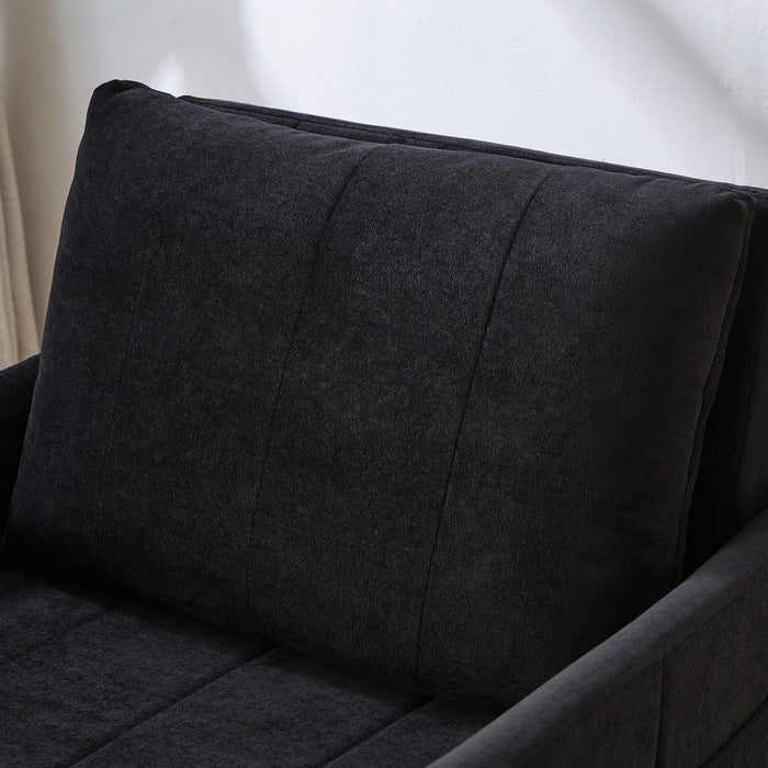 Upholstered Convertible Sleeper Sofa With 5 Position Backrest, Side Pockets, Storage