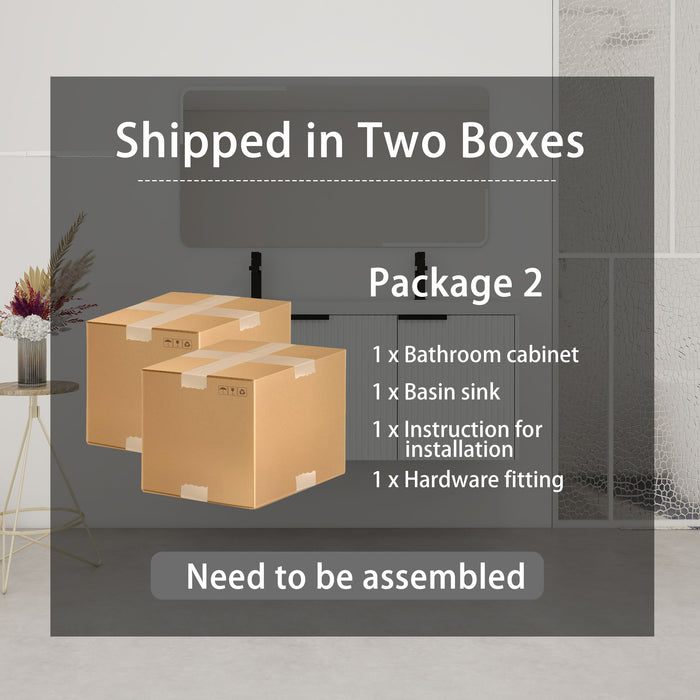 Contemporary Wall Mounted Bathroom Vanity With Resin Double Sink